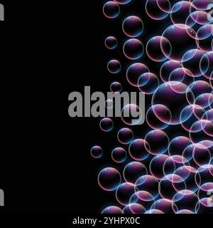 Glänzend Blasen auf schwarzen Hintergrund mit Text Raum Stock Vektor