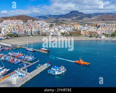 Teneriffa, Kanarische Inseln, Spanien 11.03.2024 Los Cristianos Beach, Luftbild. November 2024 Stockfoto