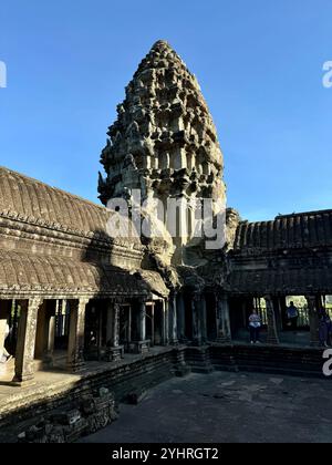 Angkor Wat - ein hinduistischer und buddhistischer Tempel in der alten Khmer-Hauptstadt, UNESCO-Weltkulturerbe, Siem Reap, Kambodscha Stockfoto