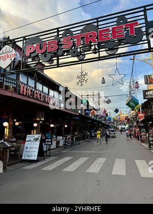 Pub Street, eine der belebtesten Viertel, Downtown Siem Reap, Kambodscha Stockfoto