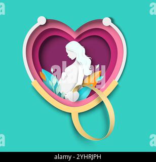 Befruchtungs- und Schwangerschaftsmedizin Papierzuschnitt-Poster Stock Vektor