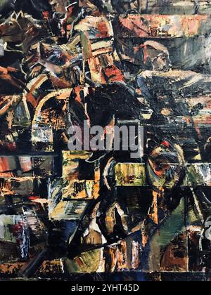 Kiew, Ukraine - 04. April 2021: Dynamische abstrakte Malerei mit kräftigen Texturen und lebhaften Farben. Die komplizierten Striche erzeugen einen fesselnden Sinn Stockfoto