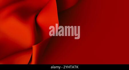 Hintergrund aus rotem Seidensatin. Vorhang, Vorhänge mit Platz für Text. Schöne weiche Falten auf dem Stoff. Stockfoto