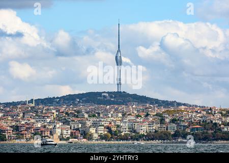 25/10/2024. Istanbul, Türkei. Der Çamlıca-Turm auf der asiatischen Seite Istanbuls mit Apartmentblöcken und Bürogebäuden an der Küste. Foto: © Simon Grosset Stockfoto