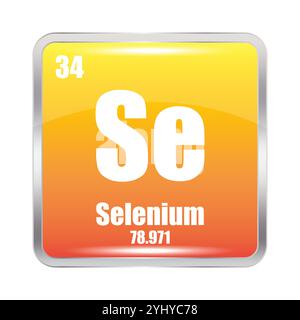 Selenelement. Atomsymbol SE. Atomare Nummer 34. Masse 78.971. Stock Vektor