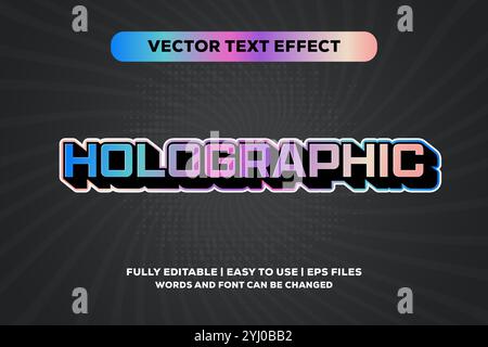Der holografische Vektortexteffekt kann vollständig bearbeitet werden Stock Vektor
