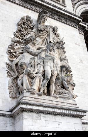 La Paix de 1815 Skulptur am Arc de Triomphe, Paris, Frankreich Stockfoto