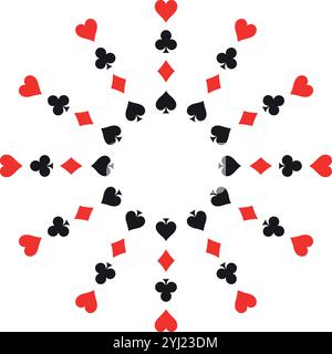 Ein lebendiges Arrangement von Pokeranzügen wird in einem kreisförmigen Design präsentiert. Stock Vektor