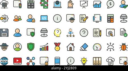 Hochwertige Sammlung von Vektorsymbolen mit editierbarer Kontur. Ideal für professionelle und kreative Projekte. Stock Vektor