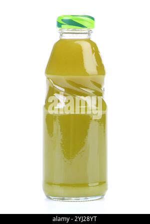 Grüne Saftflasche auf weißem Hintergrund (mit Beschneidungspfad) Stockfoto