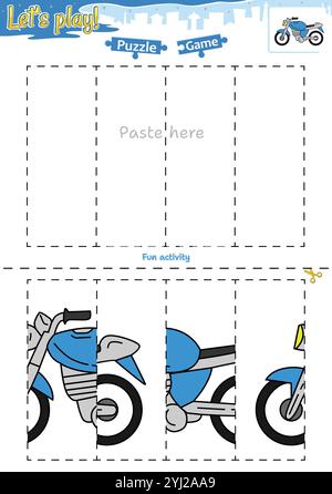 Lassen Sie sich ein Puzzlespiel mit Transportthema ausschneiden und einfügen Stock Vektor