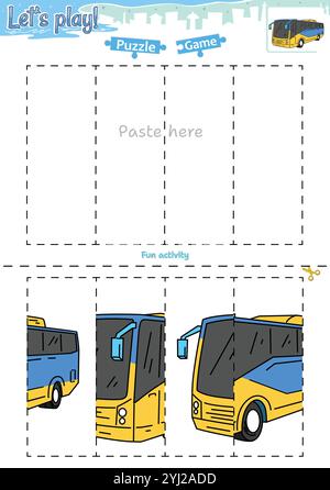 Lassen Sie sich ein Puzzlespiel mit Transportthema ausschneiden und einfügen Stock Vektor
