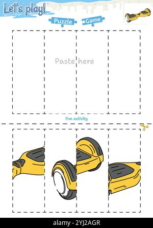 Lassen Sie sich ein Puzzlespiel mit Transportthema ausschneiden und einfügen Stock Vektor