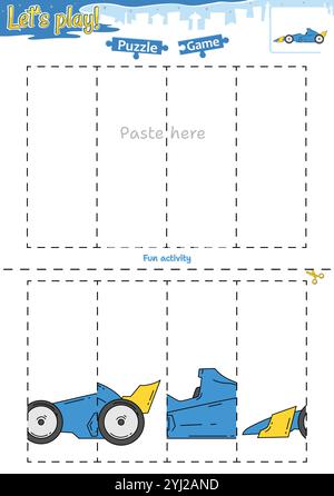 Lassen Sie sich ein Puzzlespiel mit Transportthema ausschneiden und einfügen Stock Vektor