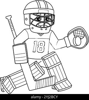 Eishockey Boy Player Defencemen Isoliert Stock Vektor