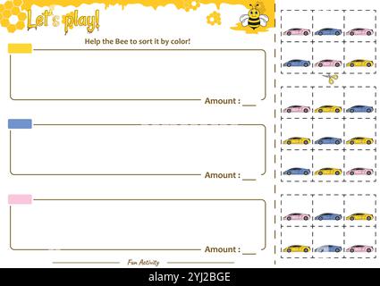 Das Sortierspiel hilft der Bee, alles aufzuräumen Stock Vektor