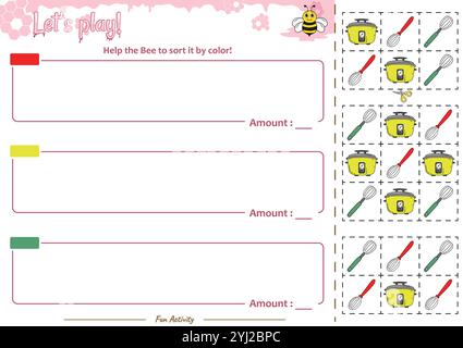 Das Sortierspiel hilft der Bee, alles aufzuräumen Stock Vektor