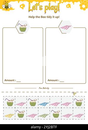Das Sortierspiel hilft der Bee, alles aufzuräumen Stock Vektor