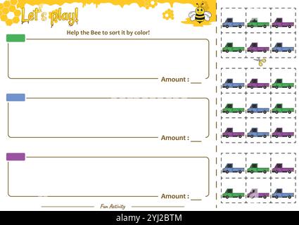 Das Sortierspiel hilft der Bee, alles aufzuräumen Stock Vektor