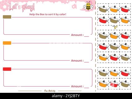 Das Sortierspiel hilft der Bee, alles aufzuräumen Stock Vektor