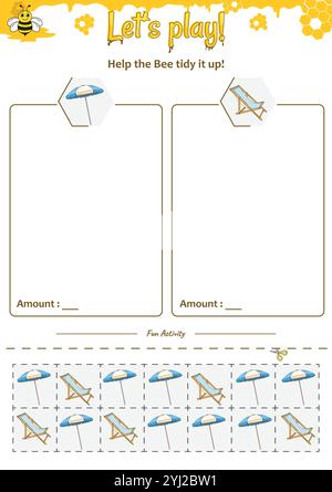 Das Sortierspiel hilft der Bee, alles aufzuräumen Stock Vektor