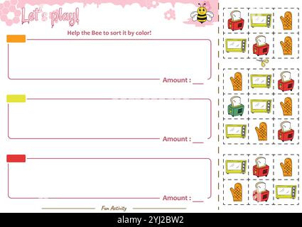 Das Sortierspiel hilft der Bee, alles aufzuräumen Stock Vektor