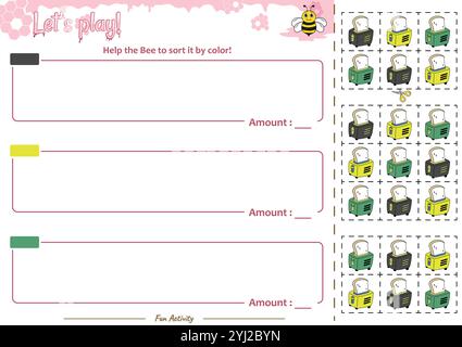 Das Sortierspiel hilft der Bee, alles aufzuräumen Stock Vektor