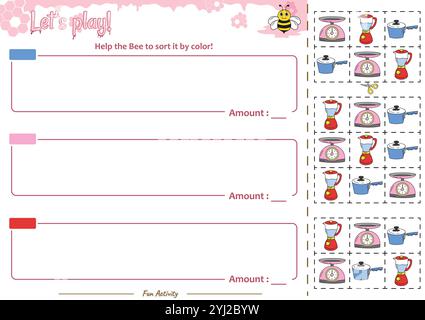 Das Sortierspiel hilft der Bee, alles aufzuräumen Stock Vektor
