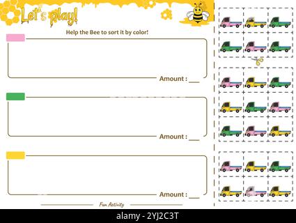 Das Sortierspiel hilft der Bee, alles aufzuräumen Stock Vektor