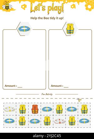 Das Sortierspiel hilft der Bee, alles aufzuräumen Stock Vektor