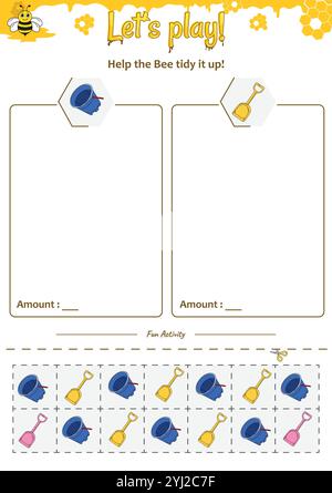 Das Sortierspiel hilft der Bee, alles aufzuräumen Stock Vektor