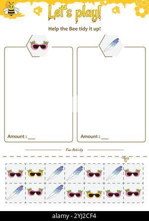 Das Sortierspiel hilft der Bee, alles aufzuräumen Stock Vektor