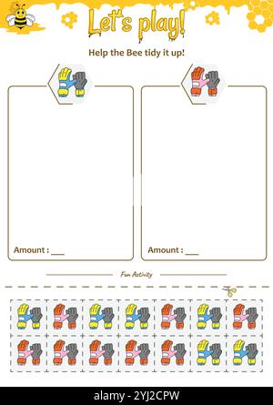 Das Sortierspiel hilft der Bee, alles aufzuräumen Stock Vektor