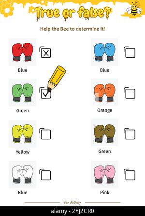 True oder False helfen der Bee, sie zu bestimmen Stock Vektor