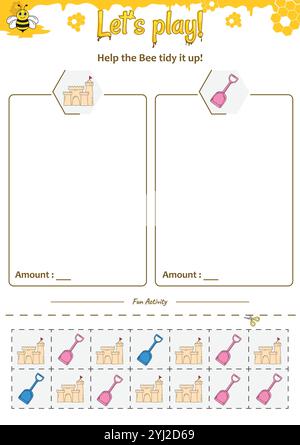 Das Sortierspiel hilft der Bee, alles aufzuräumen Stock Vektor