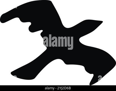 Handgezeichnete Silhouette des fliegenden Vogels, handbemalt mit Pinsel Stock Vektor