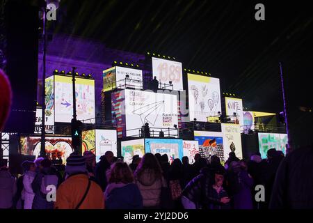 Berliner Mauer--35. Jahrestag des Mauerfalls am Brandenburger Tor Stockfoto