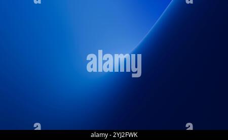Abstrakter Hintergrund mit Farbverlauf in Blau mit sanfter Kurve und sanfter Beleuchtung. Stockfoto