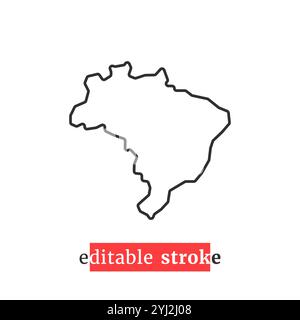 Minimaler bearbeitbarer Kontur brasilien-Kartensymbol Stock Vektor