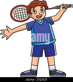 Badminton-Spieler mit einem racket farbigen Clipart Stock Vektor