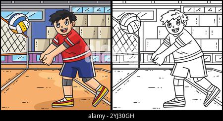 Illustration für Volleyball-Spieler bereit: Ball erhalten Stock Vektor