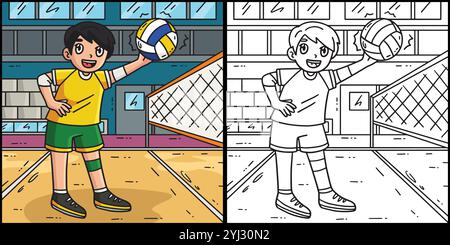 Illustration des Volleyballspielers „Spiking the Ball“ Stock Vektor