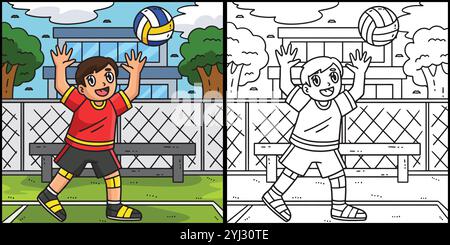 Volleyballspieler wirft den Ball Illustration Stock Vektor