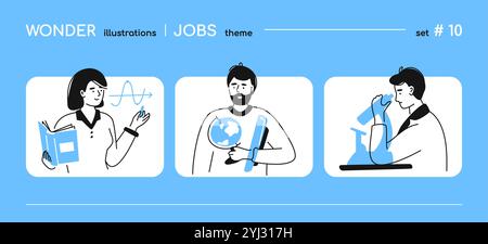 Jobs für Menschen mit mathematischem Verstand - Illustration im Liniendesign Stock Vektor