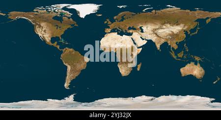 3D-Illustration einer hochdetaillierten Weltkarte. Satellitenblick. Elemente dieses Bildes, bereitgestellt von der NASA. Stockfoto