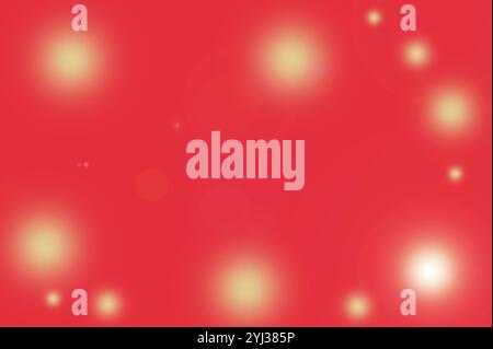 Heller roter Hintergrund mit sanften, leuchtend gelben Lichtflecken. Ideal für festliche, feierliche oder abstrakte Designs. Stockfoto