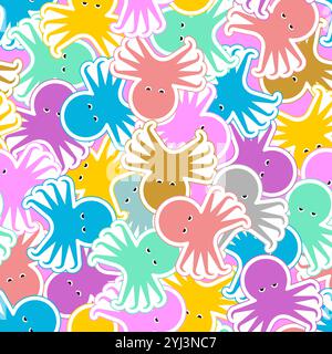 Nahtloses Oktopusmuster. devilfish Hintergrund. Hintergrund für Babygewebe Stock Vektor