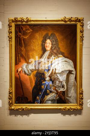 Ludwig XIV. Von Frankreich. Öl auf Leinwand. Um 1702 von der Werkstatt von Hyacinthe Rigaud in der Royal Collections Gallery. Madrid, Spanien. Stockfoto