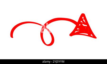 Scribble Curved Pfeil Schild Hand Gezeichnete Vektormarke Stock Vektor