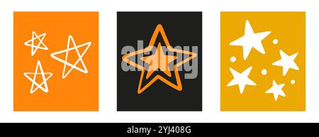 Handgezeichnete Doodle Shapes Set Mit Scribble Stars Stock Vektor